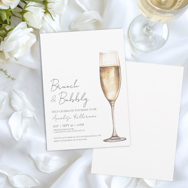 Elegant Brunch och Bubbly Bröllopsdusch Inbjudningar (Brunch And Bubbly Champagne Bridal Shower Invitation)