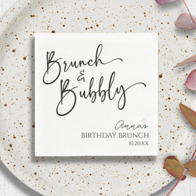Elegant Brunch och Bubly Birthday Brunch Party Pappersservett (Skapare uppladdad)