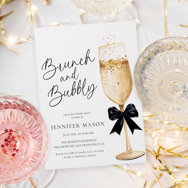 Elegant Brunch och Bubly Möhippa Inbjudningar (Elegant Brunch and Bubbly Bridal Shower Invitation)