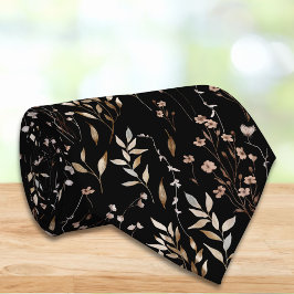 Elegant brunt blomster floralt botaniskt mönster slips