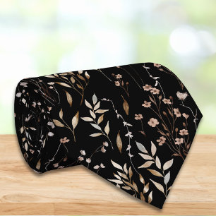 Elegant brunt blomster floralt botaniskt mönster slips