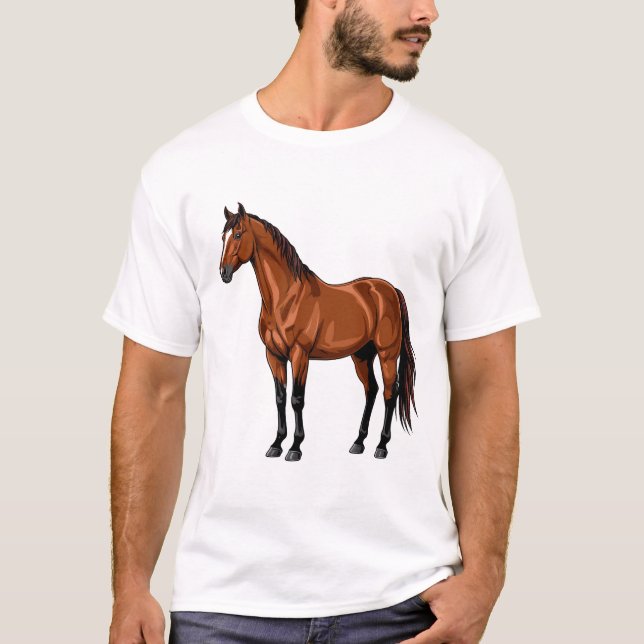 Elegant brunt häst t shirt (Framsida)