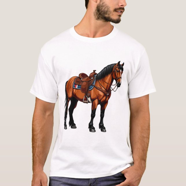 Elegant brunt häst t shirt (Framsida)