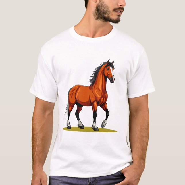 Elegant brunt häst t shirt (Framsida)