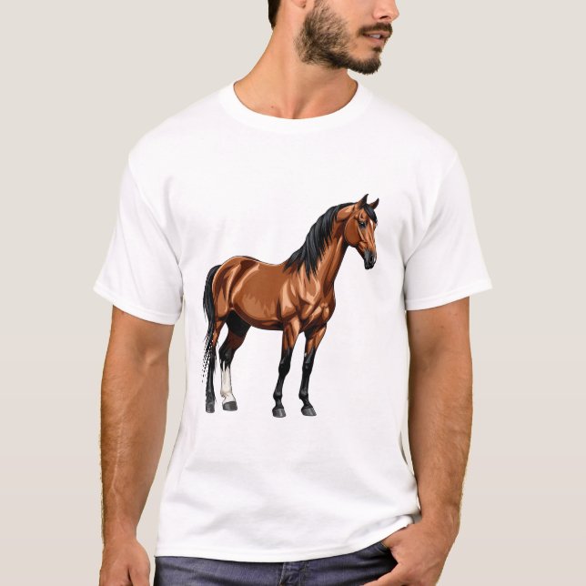 Elegant brunt häst t shirt (Framsida)