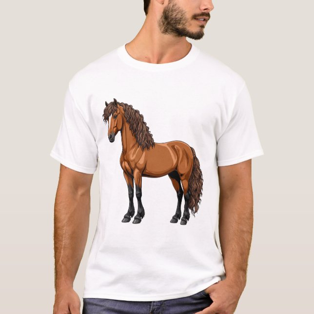 Elegant brunt häst t shirt (Framsida)