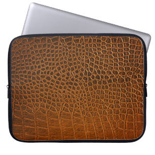 Elegant brunt krokodilläder struktur. laptop fodral