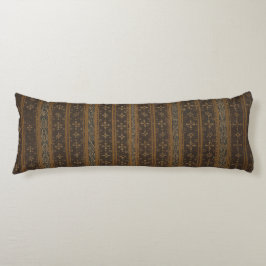 Elegant Brunt och Svart stripe Batik Body Pillow Kroppskudde