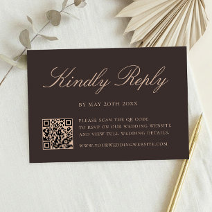 Elegant Brunt QR-kod Bröllop OSA Kort