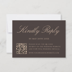 Elegant Brunt QR-kod Bröllop OSA Kort