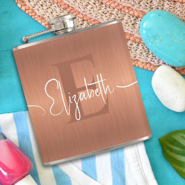Elegant Brushed Copper Metal Script Monogrammed Fickplunta