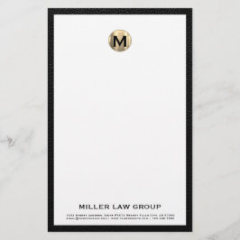 Elegant Brushed Guld Monogram Initial Logotyp Brevpapper