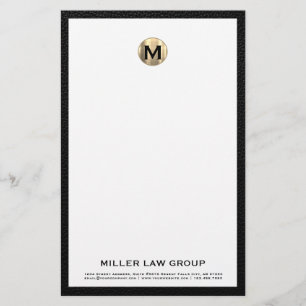 Elegant Brushed Guld Monogram Initial Logotyp Brevpapper