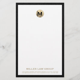 Elegant Brushed Guld Monogram Stationery Brevpapper