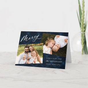 Elegant Brushed Navy Play 4 Photo Helgkort