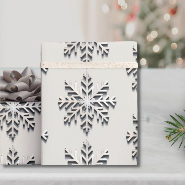 Elegant Brushed Silver Snowflake Wrapping Papper Presentpapper (Skapare uppladdad)