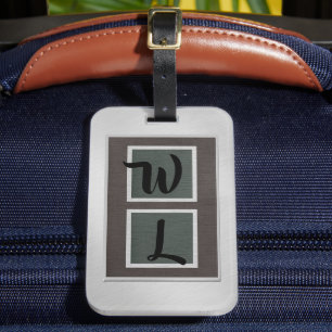 Elegant Brushed-Steel Linen Loggage Tag Bagagebricka