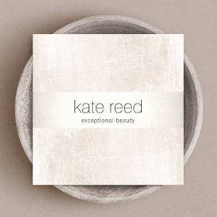 Elegant Brushed White Marble Silver Rand Fyrkantigt Visitkort