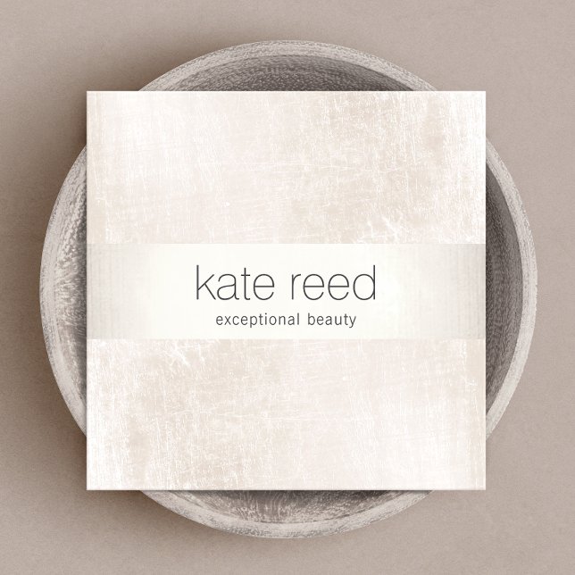 Elegant Brushed White Marble Silver Rand Fyrkantigt Visitkort (Skapare uppladdad)