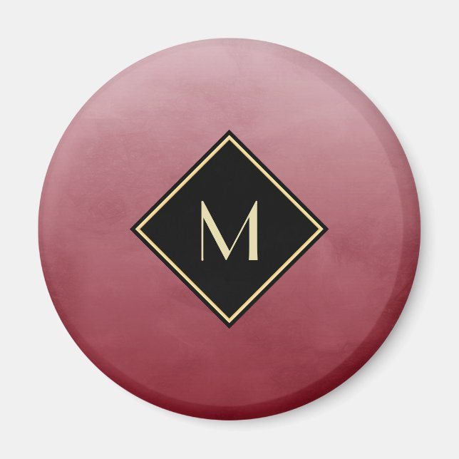 Elegant brushröd med enkelt Guld Monogram Magnet (Framsidan)