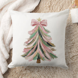 Elegant Brushstroke Christmas Tree Pillow Kudde