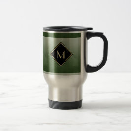 Elegant Bruten Grönt med enkelt Guld Monogram Resemugg