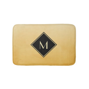 Elegant Bruten Gult med enkelt Guld Monogram Badrumsmatta