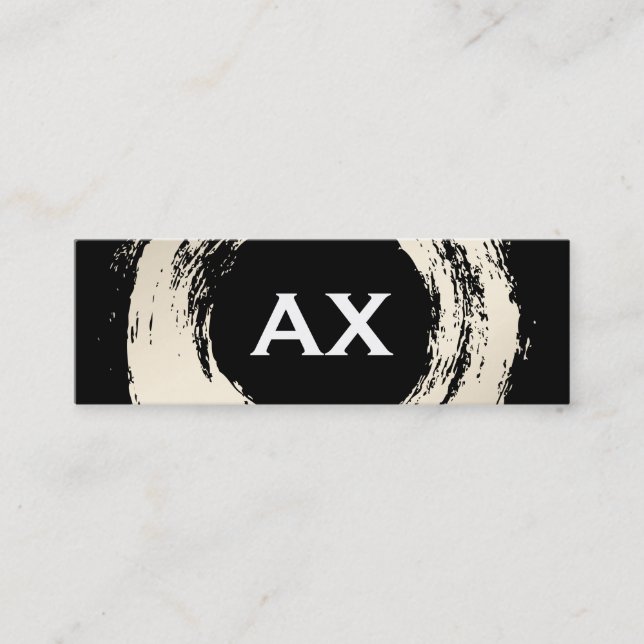 Elegant Bruten med Monogram Black and White Mini Visitkort (Framsida)