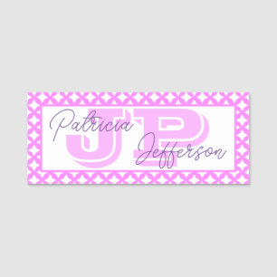 Elegant Bubblegum Rosa Seamless Mesh: Monogrammed Namnbricka
