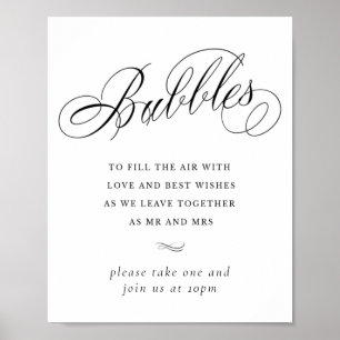 Elegant Bubbles Black Calligraphy Favoriter Bord Poster