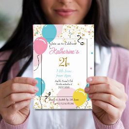 Elegant Bubblor 21:a födelsedagsinbjudan Inbjudningar