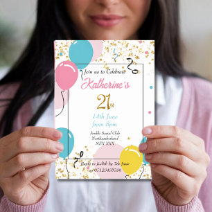 Elegant Bubblor 21:a födelsedagsinbjudan Inbjudningar