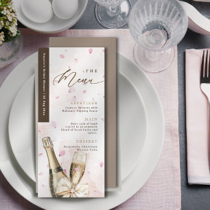 Elegant Bubly Petals Coquette Rosa MenCard Meny