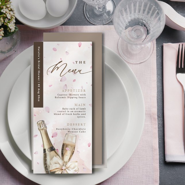Elegant Bubly Petals Coquette Rosa MenCard Meny (Elegant Bubbly Petals Coquette Pink Menu Card)