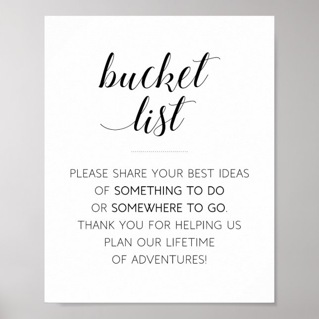 Elegant Bucket List Bröllop Guest Bok Poster (Framsidan)