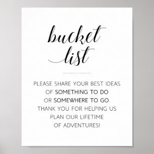 Elegant Bucket List Bröllopsgästbok Poster