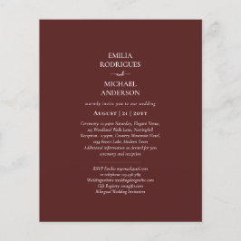 Elegant Budget Bilingual Burgundy Bröllop Spanska Flygblad