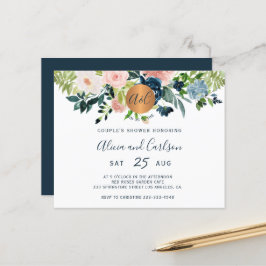 Elegant budget blomsterpar bröllopsinbjudan