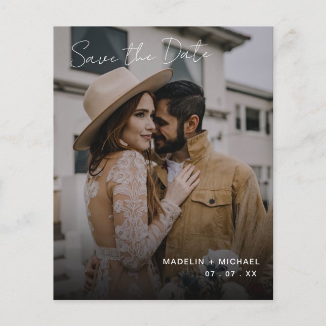 Elegant Budget Bröllop spara datum QR-kodfoto för Flygblad (Framsidan)