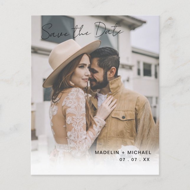 Elegant Budget Bröllop spara datum QR-kodfoto för Flygblad (Framsidan)