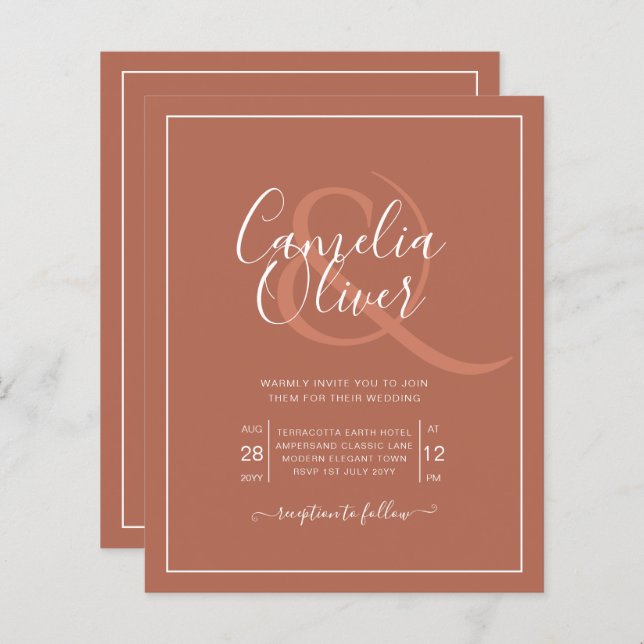 Elegant BUDGET Bröllop Terrakotta Klassiskt Bröllo (Fram/baksida)