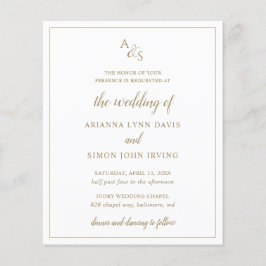 Elegant Budget Bröllopsinbjudan med guldmonogram