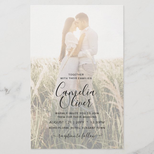 Elegant BUDGET Foto Overlay Emerald Grönt Bröllop Flygblad (Framsidan)