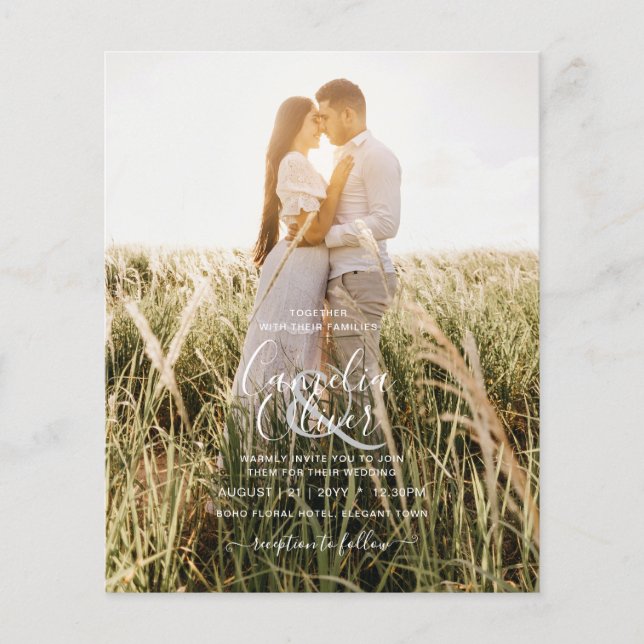 Elegant BUDGET Foto Overlay Emerald Grönt Bröllop Flygblad (Framsidan)