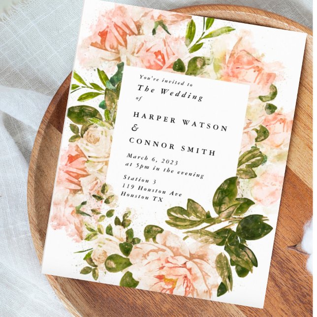 Elegant Budget Ro Watercolor Wedding bjudande (Skapare uppladdad)
