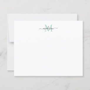 Elegant Budget Script Monogram Myntgul Noteskort