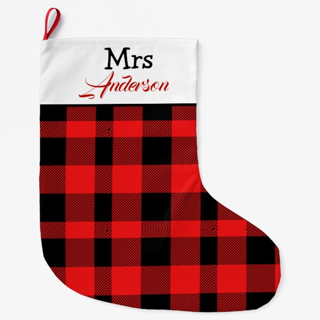Elegant Buffallo Plade jul Mr. och Mrs. Stor Julstrumpa (Framsidan)