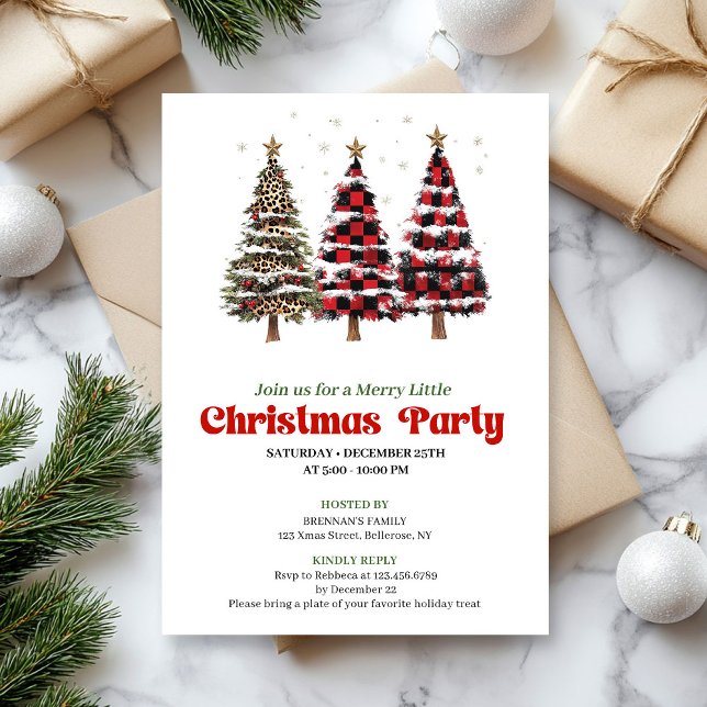 Elegant buffelmönstrad julgransfestinladning inbjudningar (Elegant buffalo plaid Christmas tree party invite

)