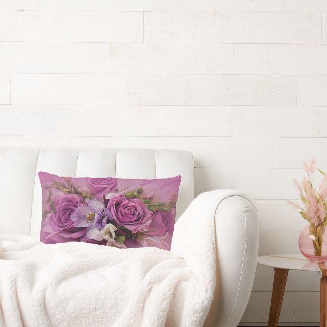 Elegant Bukett med rosor Lumbarkudde (Soffa)