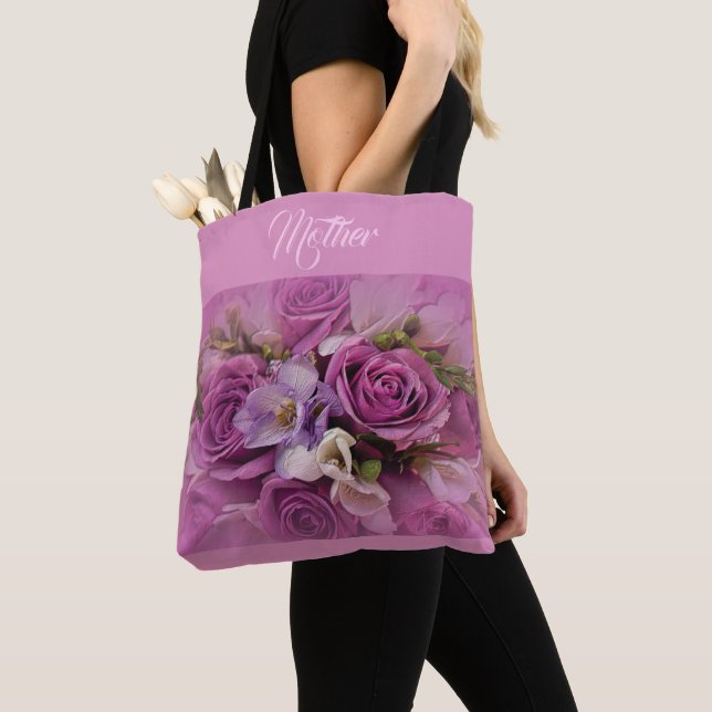 Elegant Bukett med rosor Tote Bag Tygkasse (Närbild)